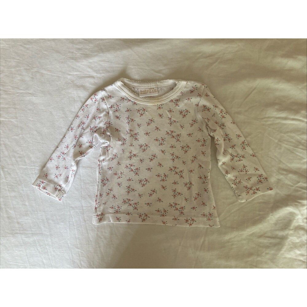 6-9 Months Linder baby girl clothes - one piece long sleeved shirt | flowers